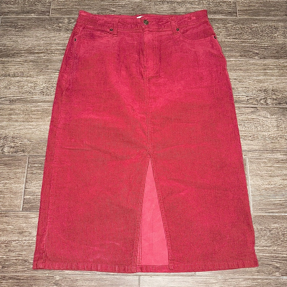 Maroon Corduroy Pencil Skirt
